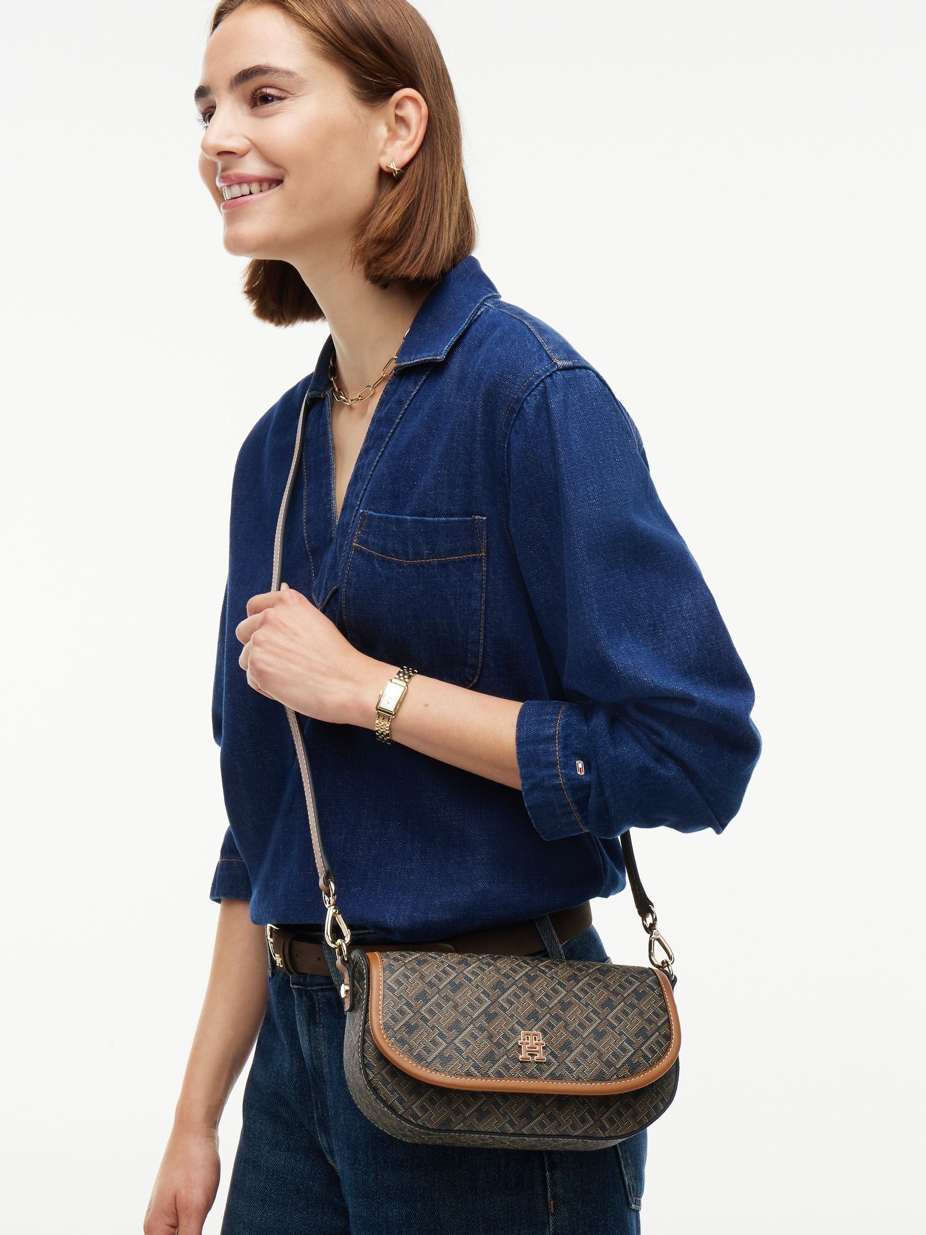 Tommy Hilfiger Women's Monogram Saddle Bag - Black Mix - Image 3