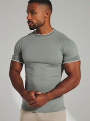 Tailored Athlete Green Muscle Fit Fine Tipped T-Shirt - Image 1 of 5