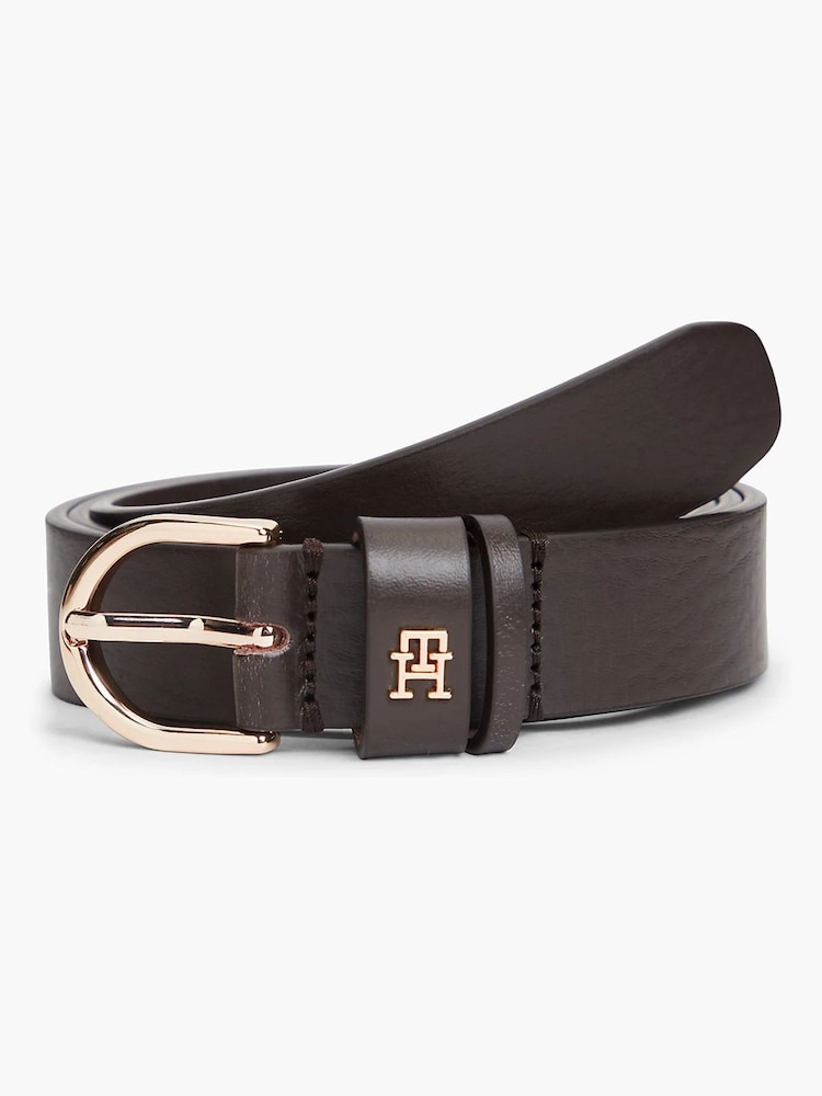 Tommy Hilfiger Brown Monogram Leather Belt - Image 1 of 3 Tommy Hilfiger Brown Monogram Leather Belt - Image 1 of 3