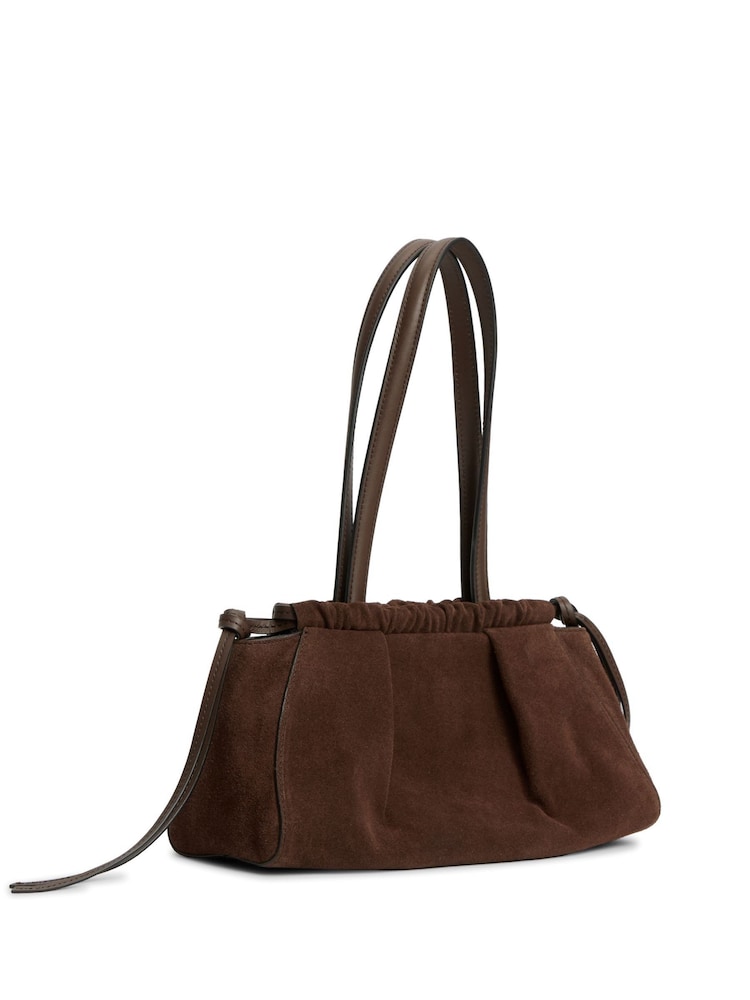 Tommy Hilfiger Brown Soft Suede Drawstring Shoulder Bag - Image 2 of 5 Tommy Hilfiger Brown Soft Suede Drawstring Shoulder Bag - Image 2 of 5