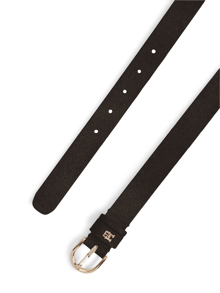 Tommy Hilfiger Brown Essential Rounded Buckle Suede Belt - Image 2 of 3 Tommy Hilfiger Brown Essential Rounded Buckle Suede Belt - Image 2 of 3