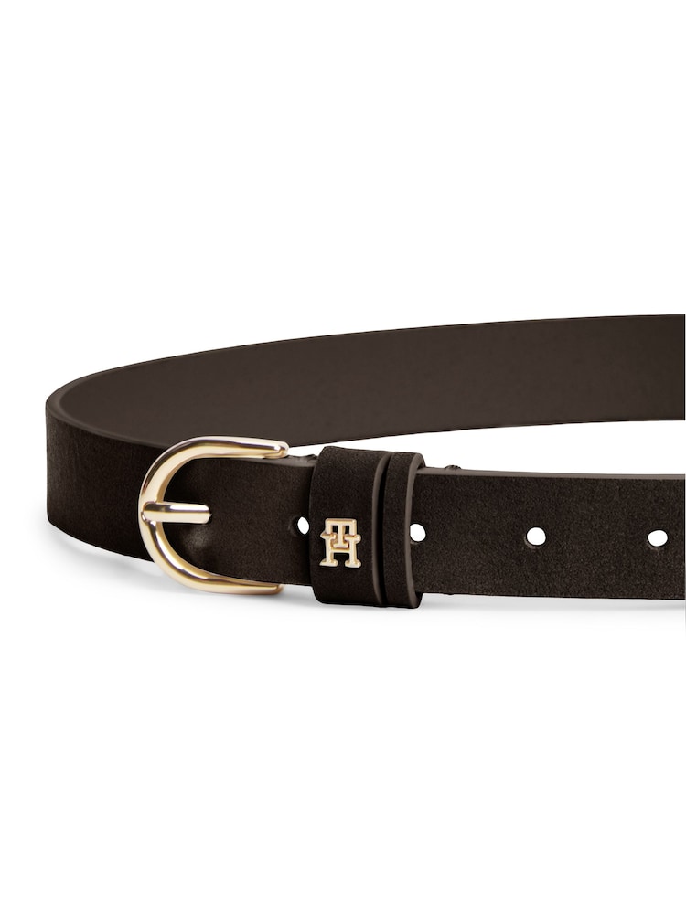 Tommy Hilfiger Brown Essential Rounded Buckle Suede Belt - Image 3 of 3 Tommy Hilfiger Brown Essential Rounded Buckle Suede Belt - Image 3 of 3