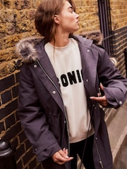 Mint Velvet Grey Cotton Parka - Image 1 of 4