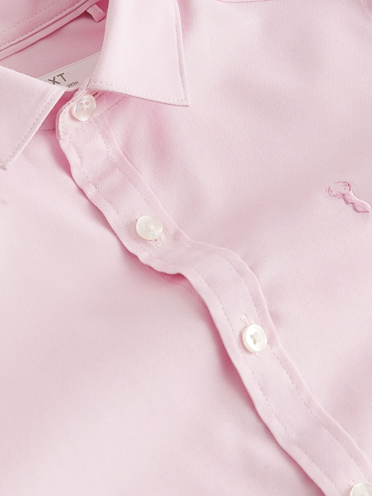Pink Short Sleeve Cotton Rich Oxford Shirt (3-16yrs) - Image 3 of 3