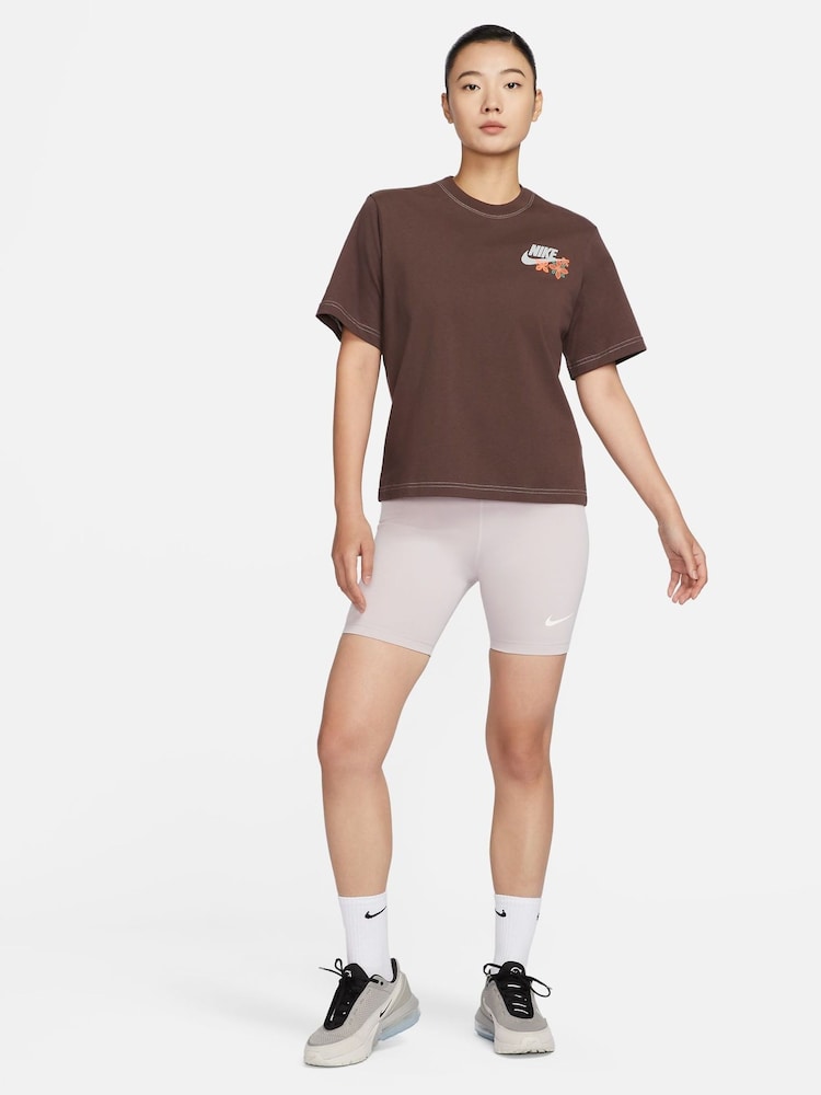 Nike Pale Pink Classic High Waisted 8" Cycling Shorts - Image 2 of 6 Nike Pale Pink Classic High Waisted 8" Cycling Shorts - Image 2 of 6