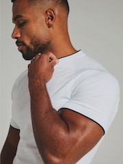 Tailored Athlete White Muscle Fit Fine Tipped T-Shirt - Image 3 of 5
