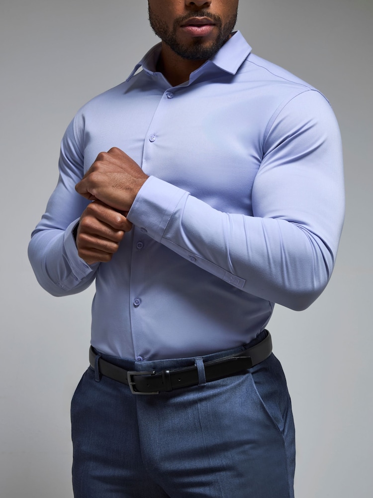 Tailored Athlete Purple Muscle Fit Essential Dress Shirt - Image 6 of 6 Tailored Athlete Purple Muscle Fit Essential Dress Shirt - Image 6 of 6