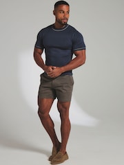Tailored Athlete Dark Navy Blue Muscle Fit Contrast Tipped Knitted T-Shirt - Image 6 of 8