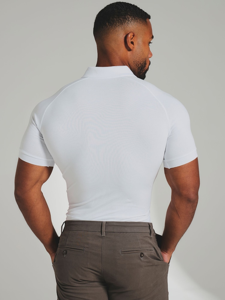 Tailored Athlete White Muscle Fit Signature Polo Shirt - Image 2 of 6 Tailored Athlete White Muscle Fit Signature Polo Shirt - Image 2 of 6