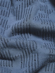 Tailored Athlete Blue Muscle Fit Geo Crochet Knitted Shirt - Image 6 of 6