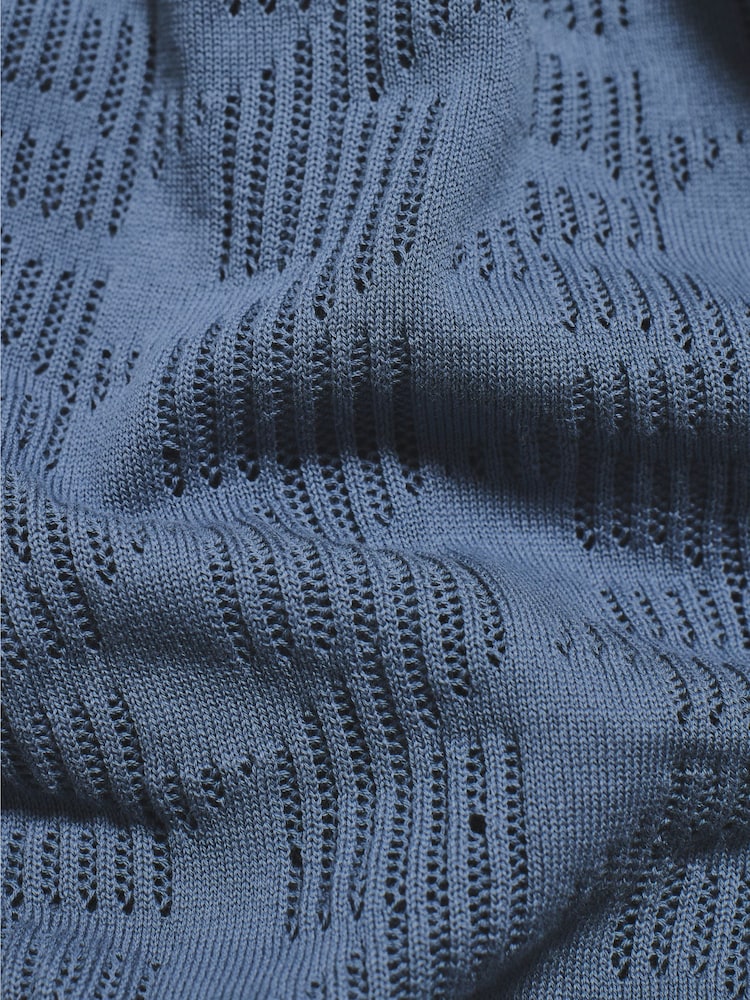 Tailored Athlete Blue Muscle Fit Geo Crochet Knitted Shirt - Image 6 of 6 Tailored Athlete Blue Muscle Fit Geo Crochet Knitted Shirt - Image 6 of 6