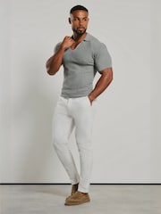 Tailored Athlete Muscle Fit Textured Knitted V-Neck Open Collar Polo Shirt - Slika 2 od 6