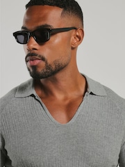 Tailored Athlete Muscle Fit Textured Knitted V-Neck Open Collar Polo Shirt - Slika 4 od 6