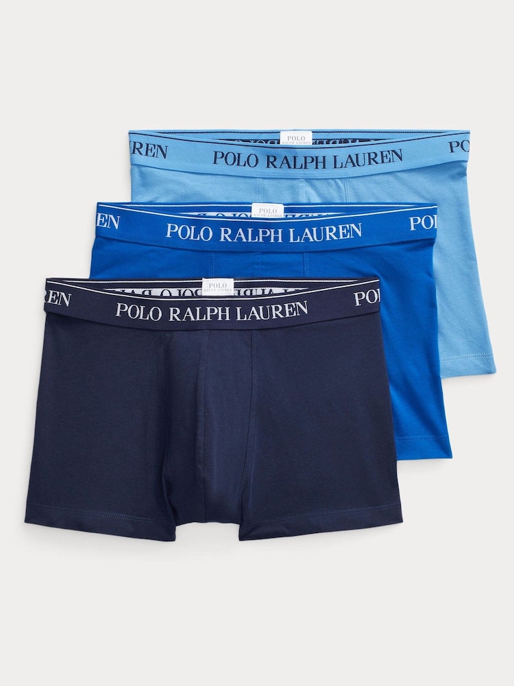 Polo Ralph Lauren Blue/Navy Stretch Cotton Boxers 3 Pack - Image 1 of 10