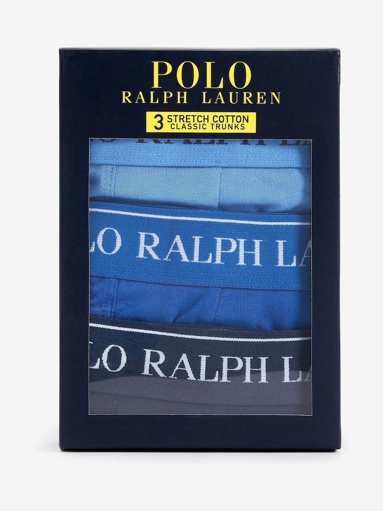 Polo Ralph Lauren Blue/Navy Stretch Cotton Boxers 3 Pack - Image 10 of 10