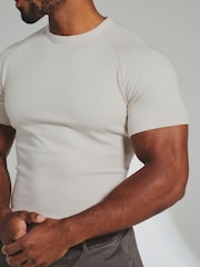Tailored Athlete Cream Muscle Fit Textured Jersey T-Shirt - Image 4 of 6