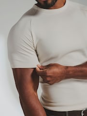 Tailored Athlete Cream Muscle Fit Textured Jersey T-Shirt - Image 5 of 6