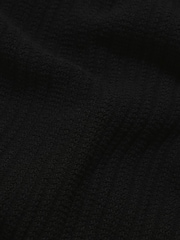 Tailored Athlete Black Muscle Fit Textured Knitted V-Neck Open Collar Polo Shirt - Image 6 of 6