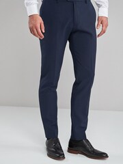 Navy Blue Skinny Machine Washable Plain Front Formal Trousers - Image 1 of 4