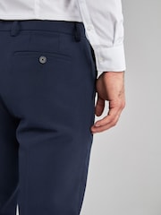 Navy Blue Skinny Machine Washable Plain Front Formal Trousers - Image 3 of 4