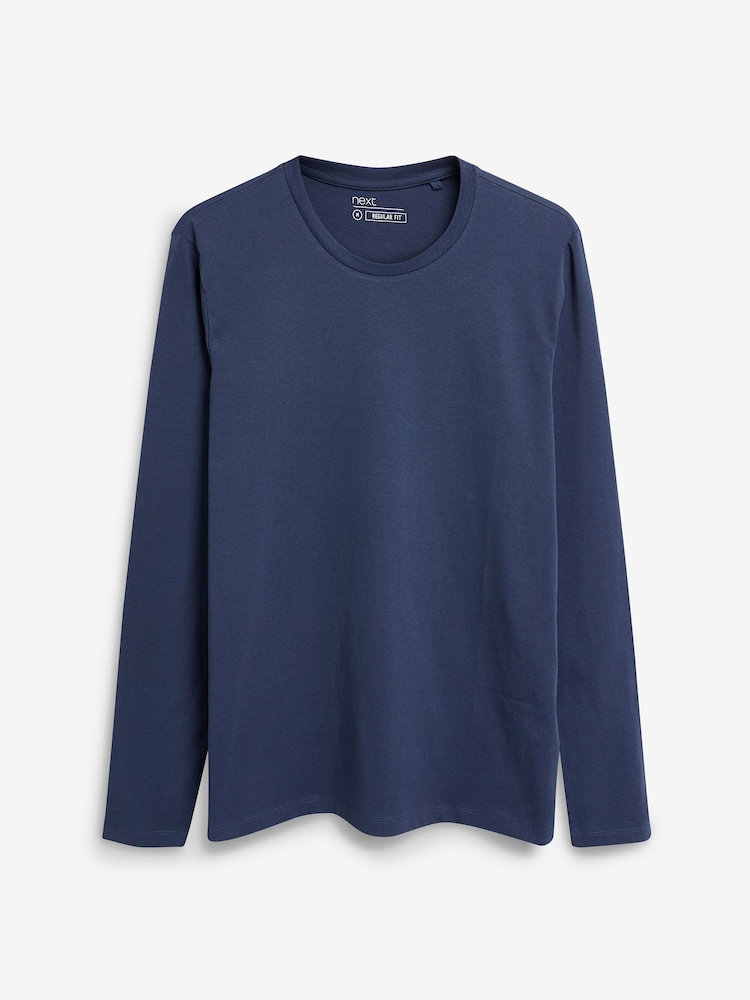Navy Blue Regular Fit Long Sleeve Crew Neck T-Shirt - Image 4 of 4