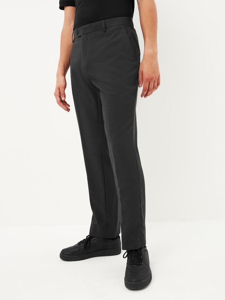 Charcoal Grey Machine Washable Plain Front Smart Trousers - Image 1 of 5