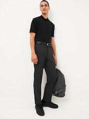Charcoal Grey Machine Washable Plain Front Smart Trousers - Image 2 of 5