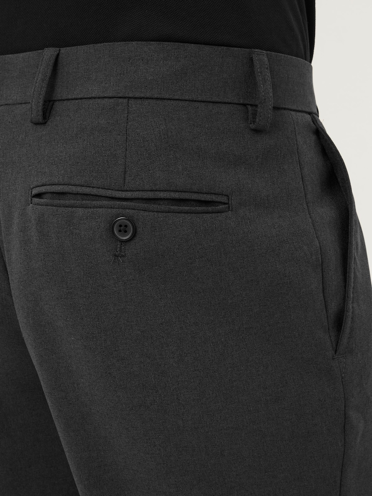 Charcoal Grey Machine Washable Plain Front Smart Trousers - Image 5 of 5