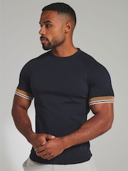 Tailored Athlete Blue Muscle Fit Tipped T-Shirt - Image 1 of 7