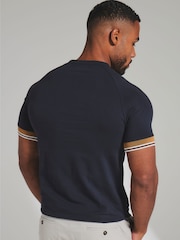 Tailored Athlete Blue Muscle Fit Tipped T-Shirt - Image 2 of 7