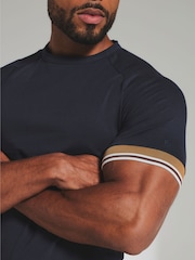 Tailored Athlete Blue Muscle Fit Tipped T-Shirt - Image 5 of 7
