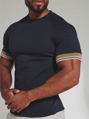 Tailored Athlete Blue Muscle Fit Tipped T-Shirt - Image 6 of 7