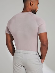 Tailored Athlete Pink Muscle Fit Fine Gauge Knitted T-Shirt - Image 2 of 6