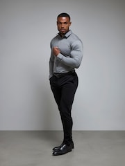 Tailored Athlete Grey Muscle Fit Essential Dress Shirt - Image 1 of 5