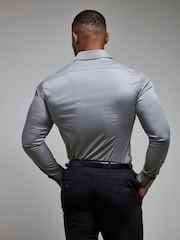 Tailored Athlete Grey Muscle Fit Essential Dress Shirt - Image 2 of 5