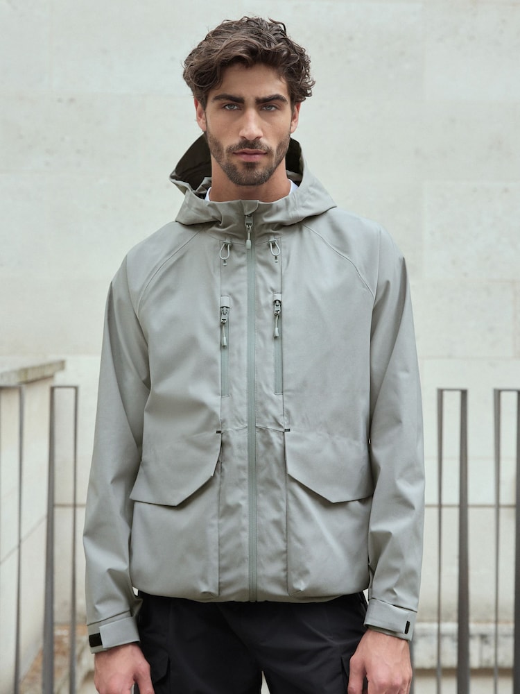 Grey Zip Through Hooded Waterproof Jacket - Image 1 of 15