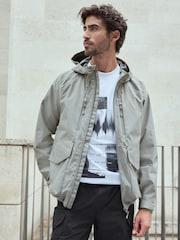 Grey Zip Through Hooded Waterproof Jacket - Image 5 of 15