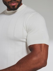 Tailored Athlete Cream Muscle Fit Vertical Stripe Knitted T-Shirt - Image 5 of 6