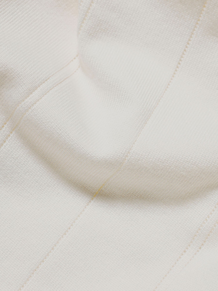 Tailored Athlete Cream Muscle Fit Vertical Stripe Knitted T-Shirt - Image 6 of 6 Tailored Athlete Cream Muscle Fit Vertical Stripe Knitted T-Shirt - Image 6 of 6