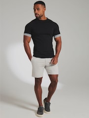 Tailored Athlete Black Muscle Fit Tipped T-Shirt - Image 3 of 6