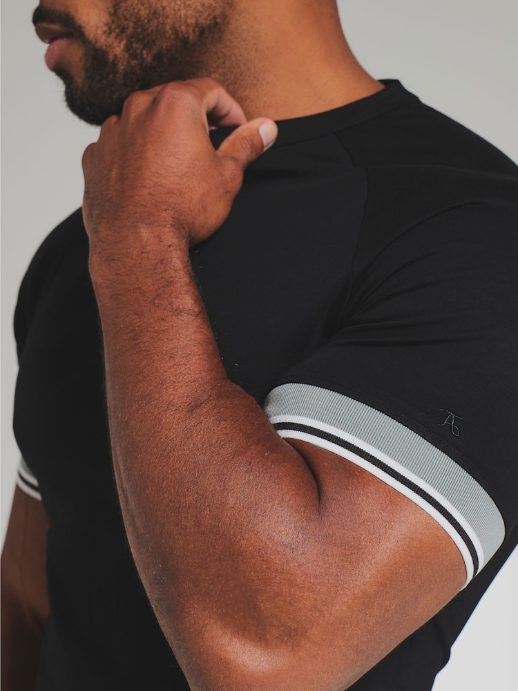 Tailored Athlete Black Muscle Fit Tipped T-Shirt - Image 6 of 6 Tailored Athlete Black Muscle Fit Tipped T-Shirt - Image 6 of 6