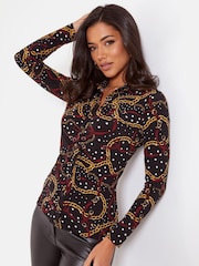 Pour Moi Black Multi Brooke Shine Shirt - Image 1 of 4