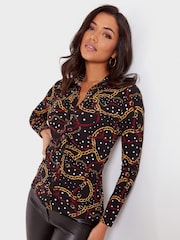 Pour Moi Black Multi Brooke Shine Shirt - Image 2 of 4