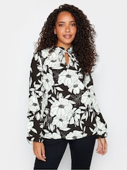 M&Co Black Floral Tie Neck Blouse - Image 2 of 5