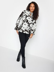 M&Co Black Floral Tie Neck Blouse - Image 3 of 5