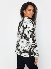 M&Co Black Floral Tie Neck Blouse - Image 4 of 5