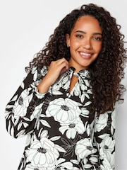 M&Co Black Floral Tie Neck Blouse - Image 5 of 5