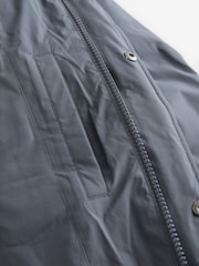 Steel Blue Long Length Shower Resistant Hooded Puffer Coat - Image 11 of 13