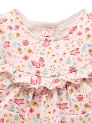 Purebaby Pink Cosy Floral Print Long Sleeve Dress & Leggings Set - Image 5 of 7