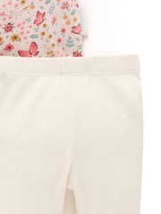 Purebaby Pink Cosy Floral Print Long Sleeve Dress & Leggings Set - Image 7 of 7